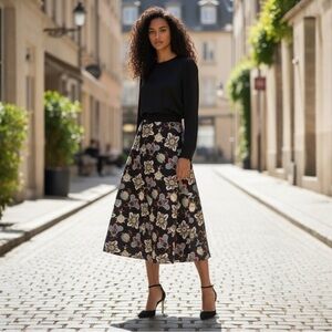 NWT Valentino Floral Print Midi Skirt Size 2 $2250.00